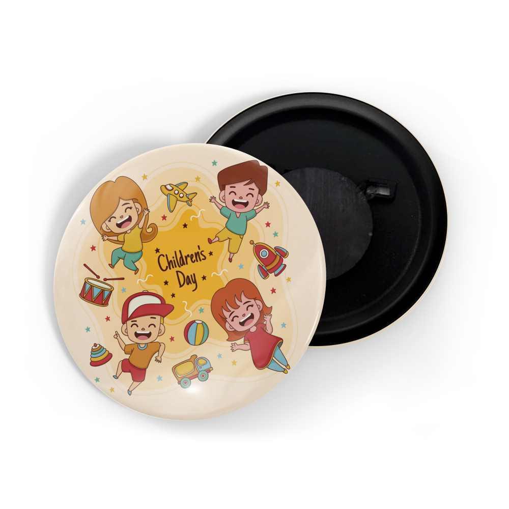 dhcrafts Fridge Magnet Yellow Children's Day Glossy Finish Design Pack of 1